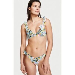 Victoria’s Secret Lemon Blossom Deep Cut Brazilian Ruffle Bikini Bottoms XS